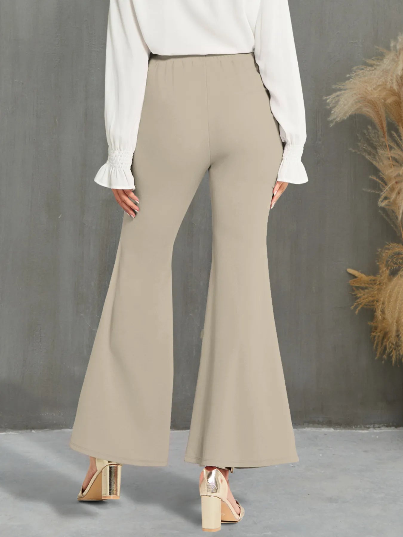 High Waisted Button Flare Pants