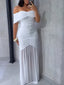 Angelic Silhouette Off-Shoulder Maxi Dress - Elegant Ruched White Gown