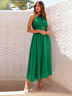 Asymmetric Belted Flow Midi Dress