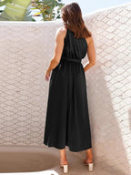 Asymmetric Belted Flow Midi Dress