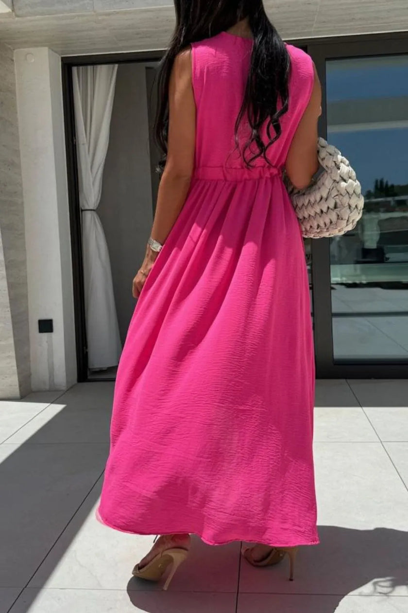Surplice Sleeveless Slit Maxi Dress