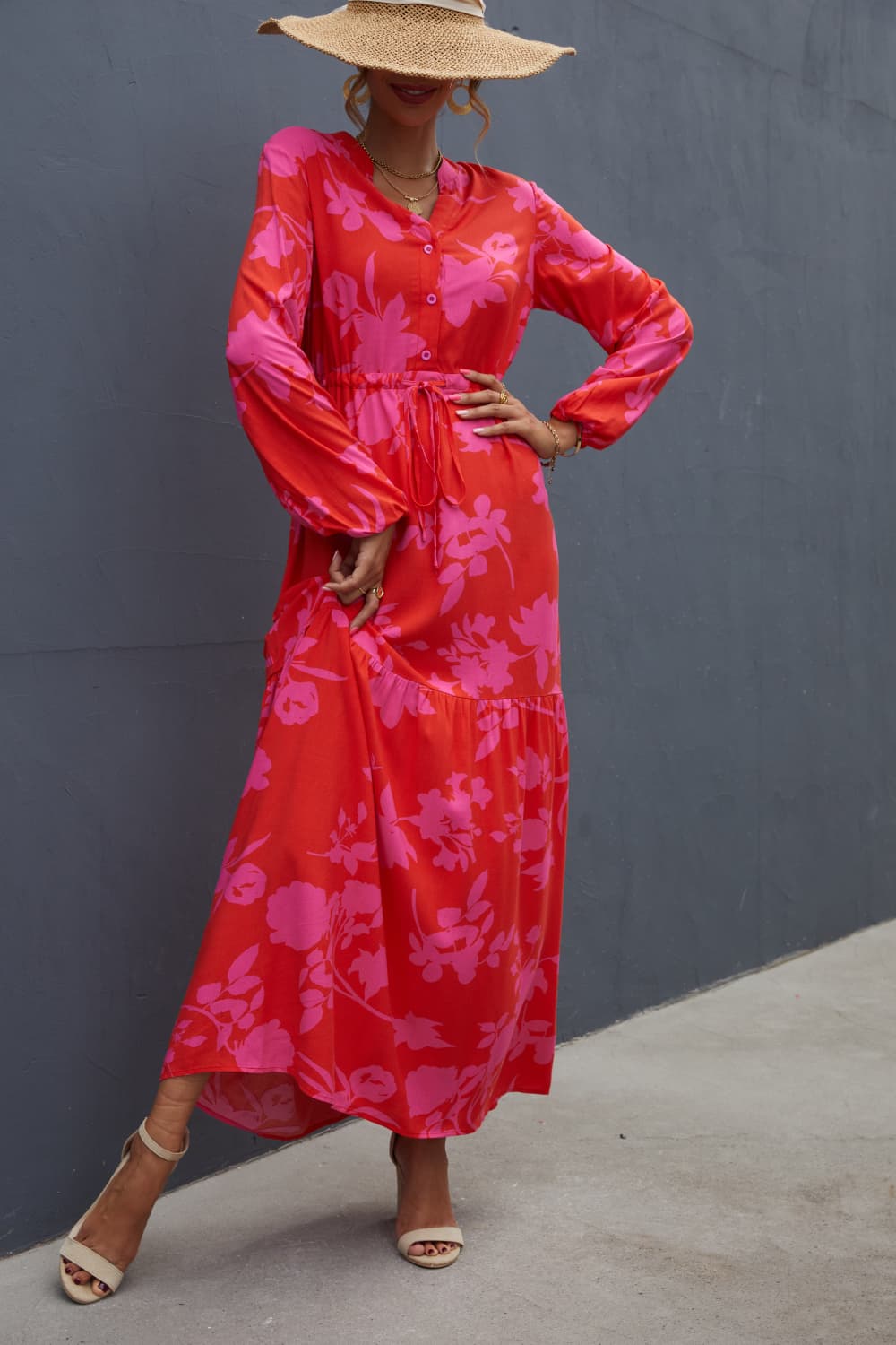 Floral Long Sleeve Maxi Dress