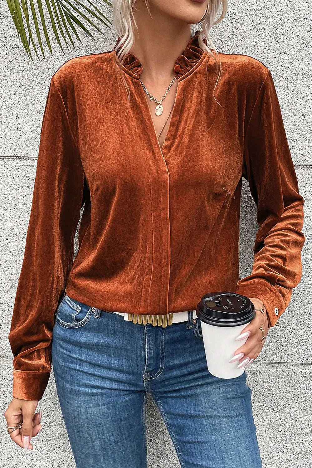 Frill Detail Long Sleeve Blouse