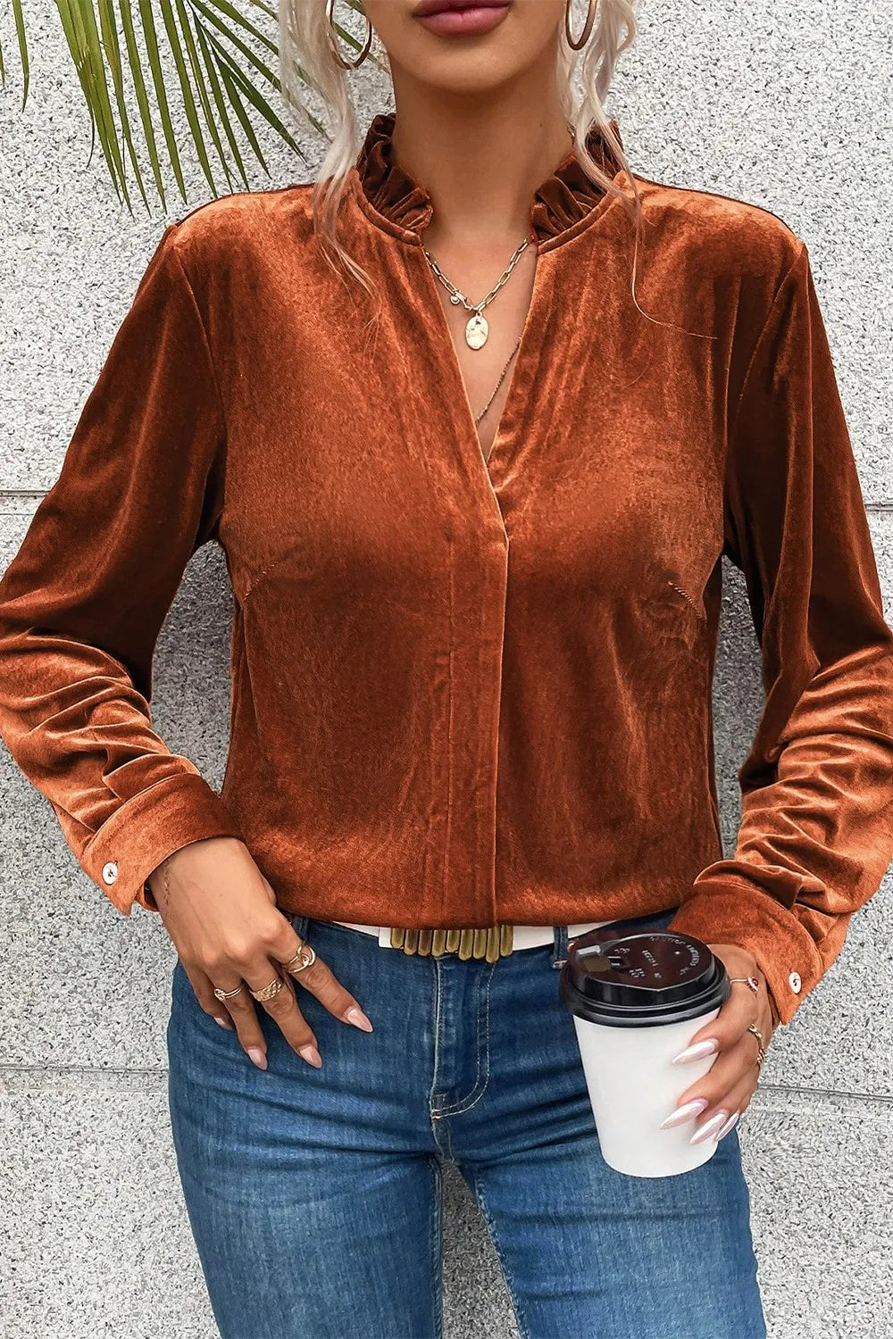 Frill Detail Long Sleeve Blouse