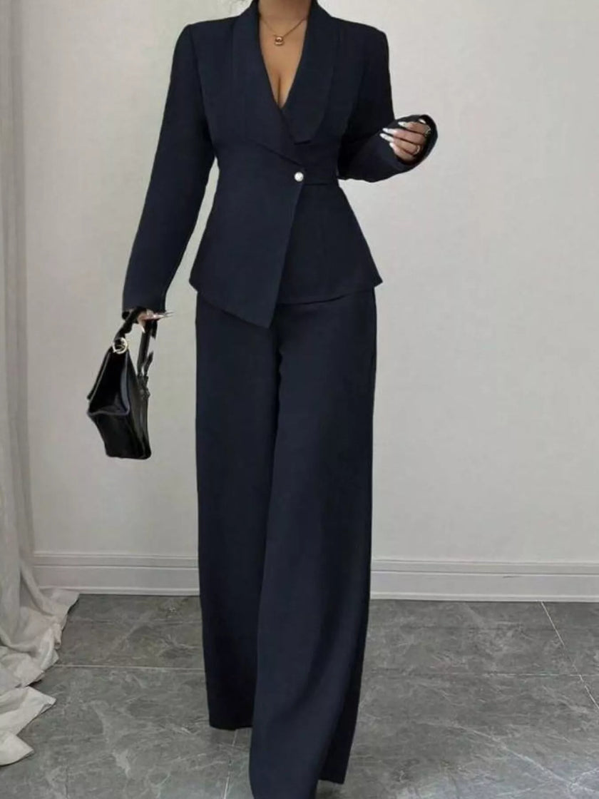 One-Button Tailored Blazer Pants Set