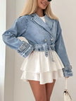Belted Cropped Double-Breasted Jacket
