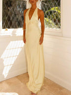 Backless Halter Neck Maxi Dress