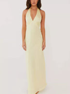Backless Halter Neck Maxi Dress