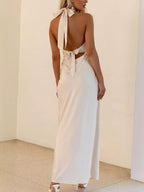 Backless Halter Neck Maxi Dress