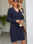 Cozy Cable-Knit V-Neck Mini Sweater Dress