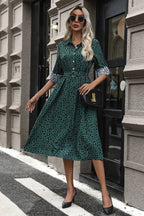 Belted Button Down Midi Dress