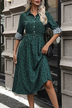 Belted Button Down Midi Dress