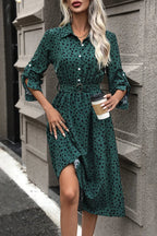 Belted Button Down Midi Dress