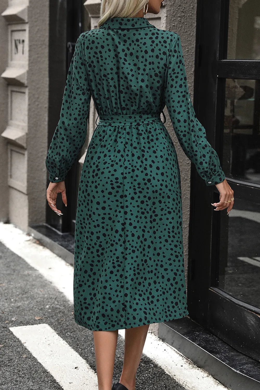 Belted Button Down Midi Dress