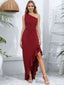 Burgundy Allure One-Shoulder Maxi Dress - Elegant Ruched Ruffle Gown