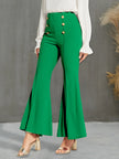 High Waisted Button Flare Pants