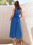 Asymmetric Belted Flow Midi Dress