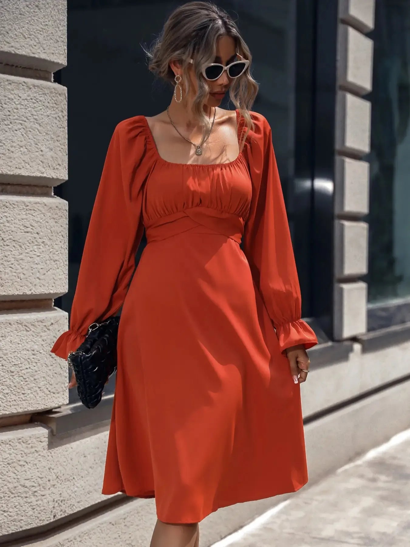 Square Neck Midi Dress