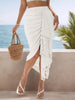 Asymmetric Tassel Wrap Skirt