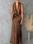 Satin Strapless Zipper Maxi Dress