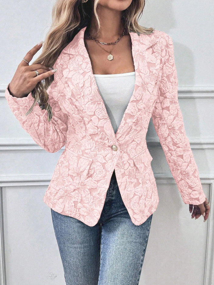 Floral Single-Button Blazer Jacket