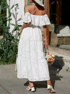 Off Shoulder Ruched Midi Dress