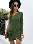 Elegant One Shoulder Ruched Bodycon Dress