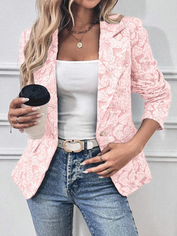 Floral Single-Button Blazer Jacket