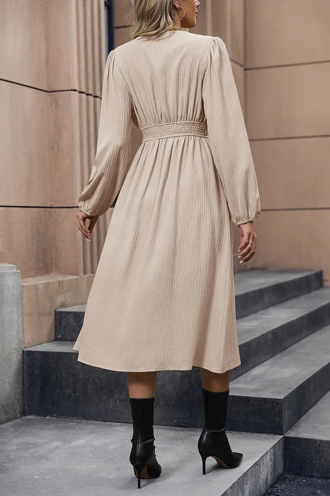 Heraki V-Neck Buttoned Slit Dress - Heraki 