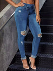 Distressed Skinny Buttoned Jeans
