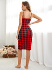 Plaid Scoop Neck Sleeveless Knee-Length Night Dress