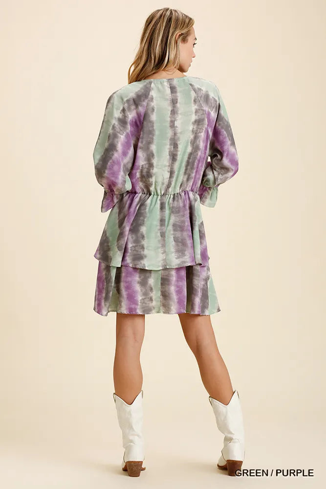 Tie Dye Ruffled Layered Dress