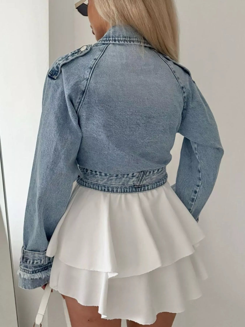 Belted Cropped Double-Breasted Jacket