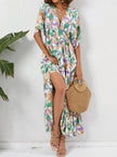 Floral Boho Ruched Midi Dress
