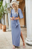 Cutout Puff Sleeve Maxi Dress