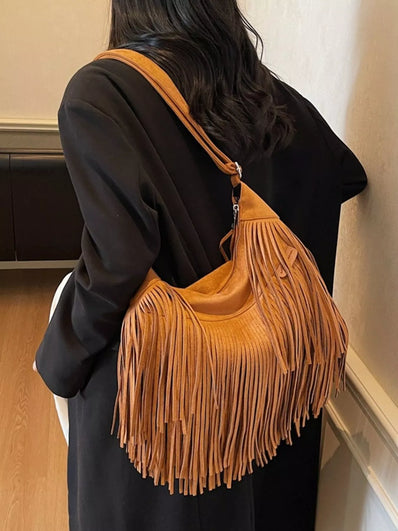 Fringe Suede Medium Crossbody Bag