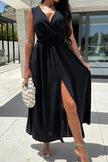 Surplice Sleeveless Slit Maxi Dress