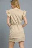 Umgee Luxe knit Ruffle Sleeve Drawstring Mini Dress - Heraki 