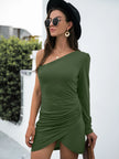 Elegant One Shoulder Ruched Bodycon Dress