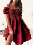 Full Size Ruffled Off-Shoulder Short Sleeve Dress - Heraki 