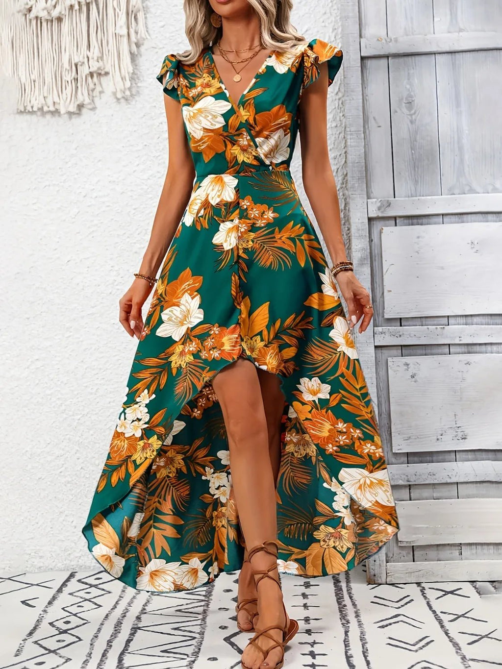 Floral High-Low Maxi Dress