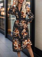 Floral Notched Neck Midi Dress