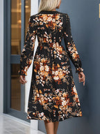 Floral Notched Neck Midi Dress