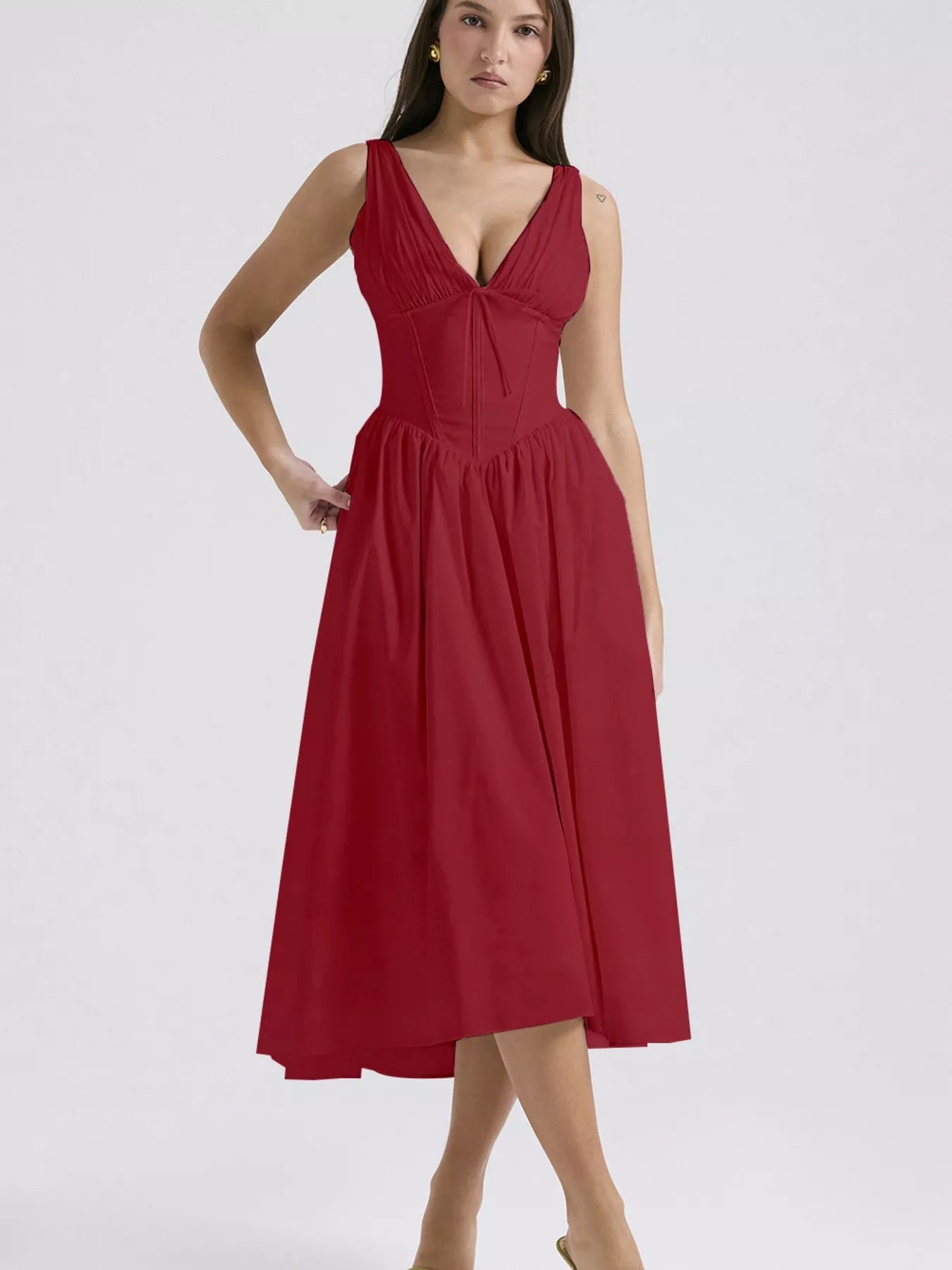 Floral V-Neck Midi Dress