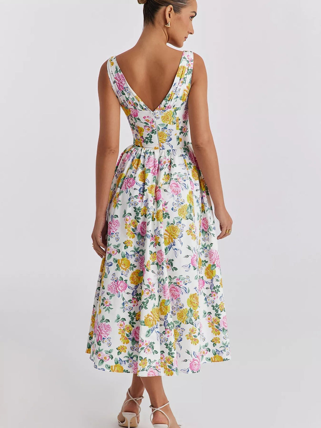 Floral V-Neck Midi Dress