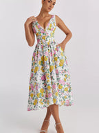 Floral V-Neck Midi Dress