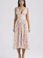 Floral V-Neck Midi Dress