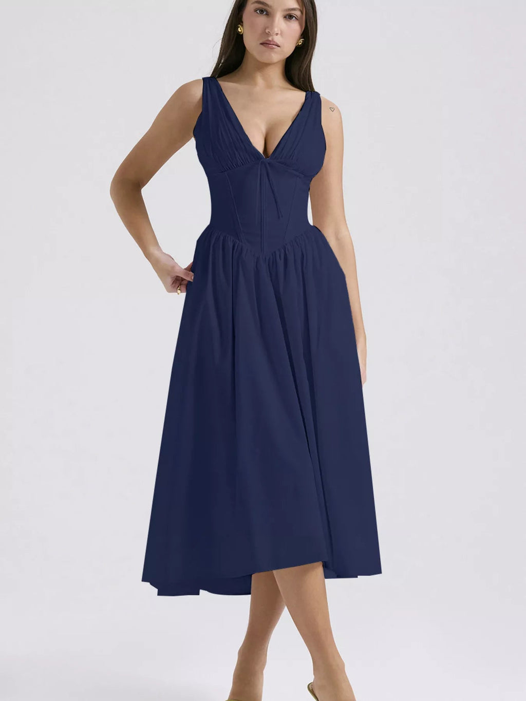 Floral V-Neck Midi Dress