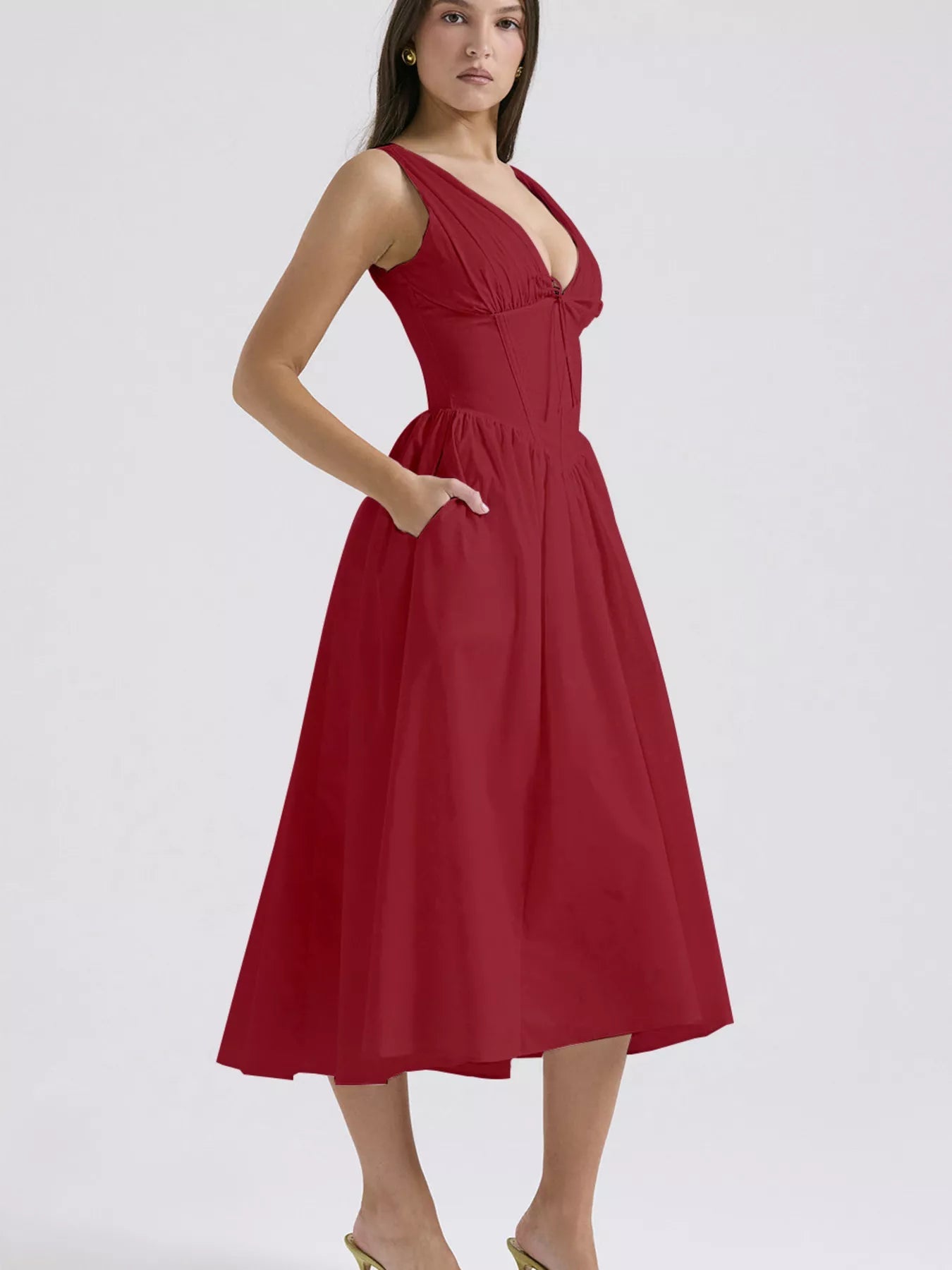 Floral V-Neck Midi Dress