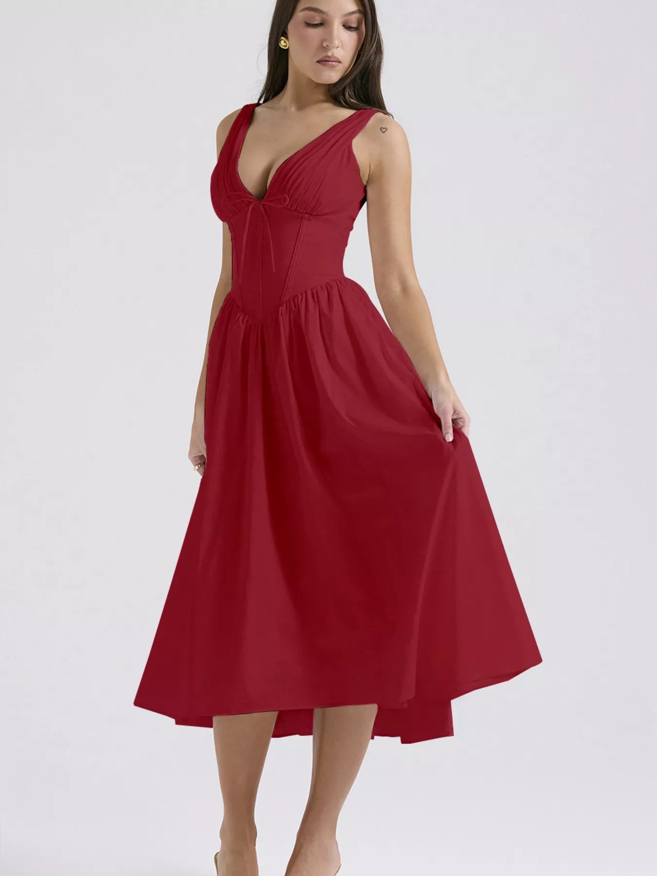 Floral V-Neck Midi Dress